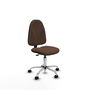 Silla de oficina Algarra con mecanismo Contacto permanente básico tapizada con Tela color Marrón oscuro. Equipada con Base cromada, Sin brazos y Ruedas de nailon 50 mm