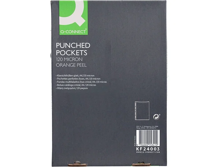 Q-connect Funda multitaladro DIN A4 120 mc piel de naranja, caja de 100 unidades