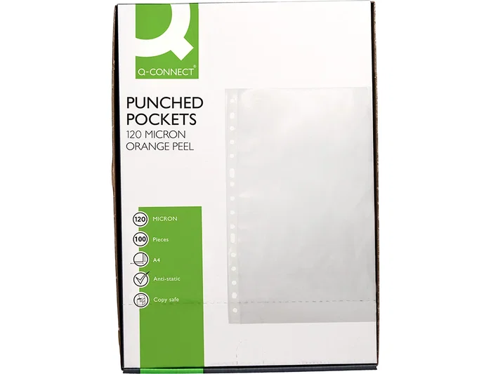 Q-connect Funda multitaladro DIN A4 120 mc piel de naranja, caja de 100 unidades