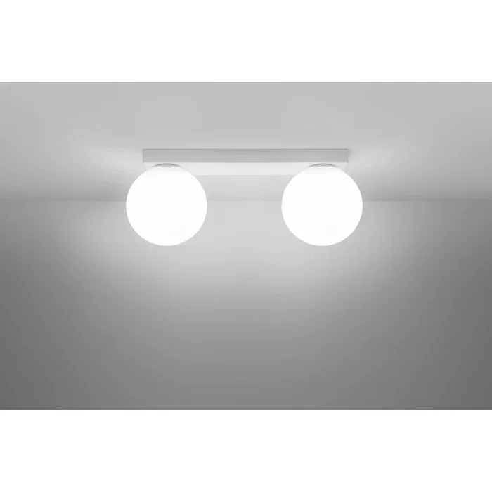 YOLI Lámpara de Techo 2 Luces [SOL-SL.1147] - Diseño Esférico para Estilo Nórdico, Industrial o Moderno en Color Blanco o Negro