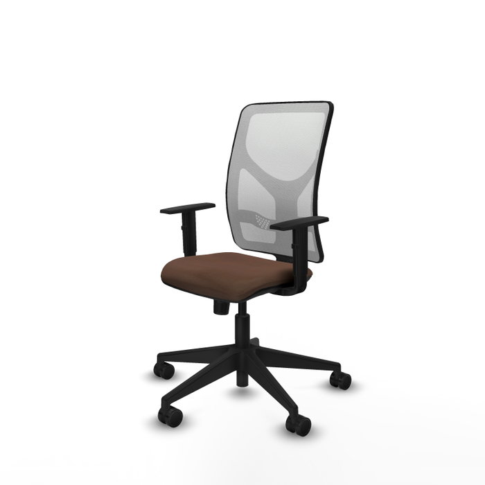 Silla de oficina Motilla con mecanismo Sincro tapizada con Tela color Marrón oscuro y malla color Blanco. Equipada con lumbar 1D, Brazos 1D y Ruedas 65mm nailon Silla de oficina Motilla con mecanismo Sincro tapizada con Tela color Marrón oscuro y malla color Blanco. Equipada con lumbar 1D, Brazos 1D y Ruedas 65mm nailon