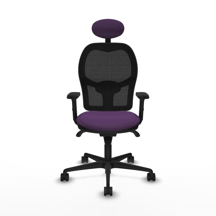 PIQUERAS Y CRESPO Silla de oficina Jorquera con mecanismo sincro, tela morada y malla negra PIQUERAS Y CRESPO Silla de oficina Jorquera con mecanismo sincro, tela morada y malla negra