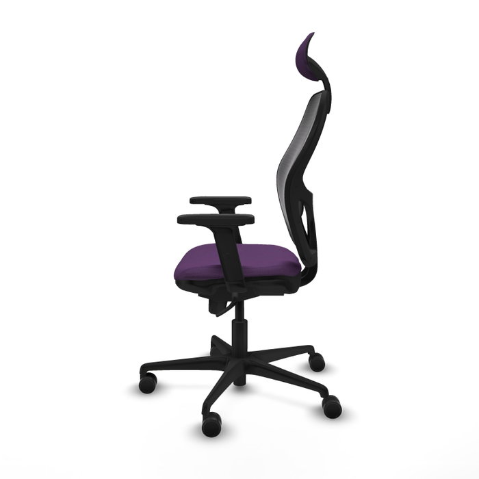 PIQUERAS Y CRESPO Silla de oficina Jorquera con mecanismo sincro, tela morada y malla negra PIQUERAS Y CRESPO Silla de oficina Jorquera con mecanismo sincro, tela morada y malla negra