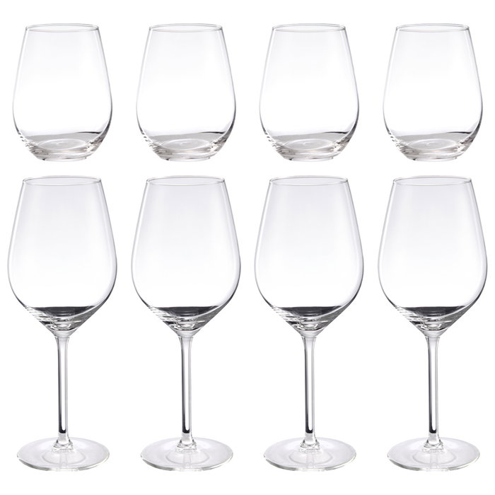 Day Juego Cristalería 8 Piezas: 4 Vasos 350ml y 4 Copas Vino 500ml Day Juego Cristalería 8 Piezas: 4 Vasos 350ml y 4 Copas Vino 500ml