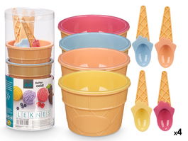 Leknes Set 4 Copas Helado con Cucharas 10x23x10 cm (Set de 12)