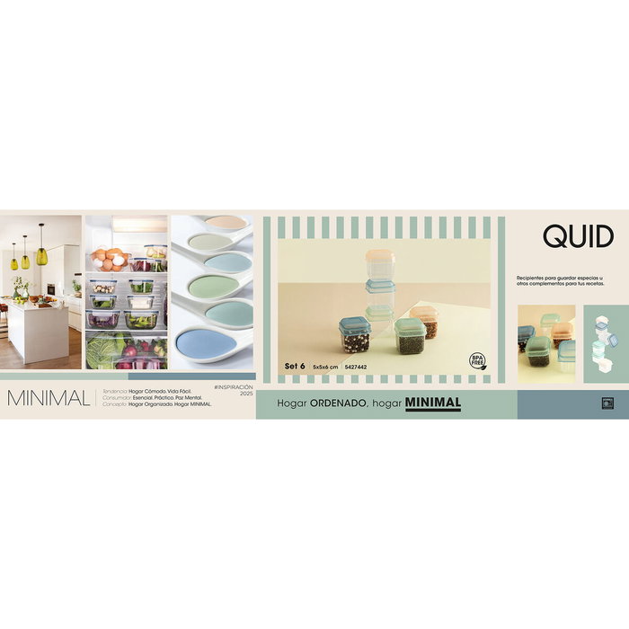 Quid Set 6 Recipientes Cuadrados Minimal Beige
