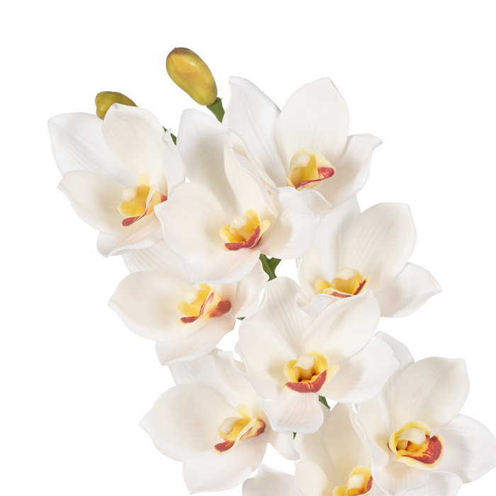 Flor Orquídea Blanco Goma Decoración 71 cm (Set de 4)