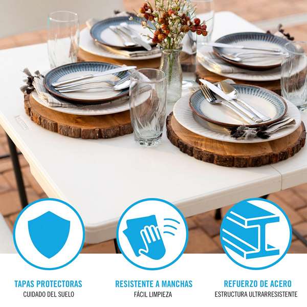 Lifetime Mesa Cuadrada Plegable por la Mitad Blanca 80273 86x86x74cm