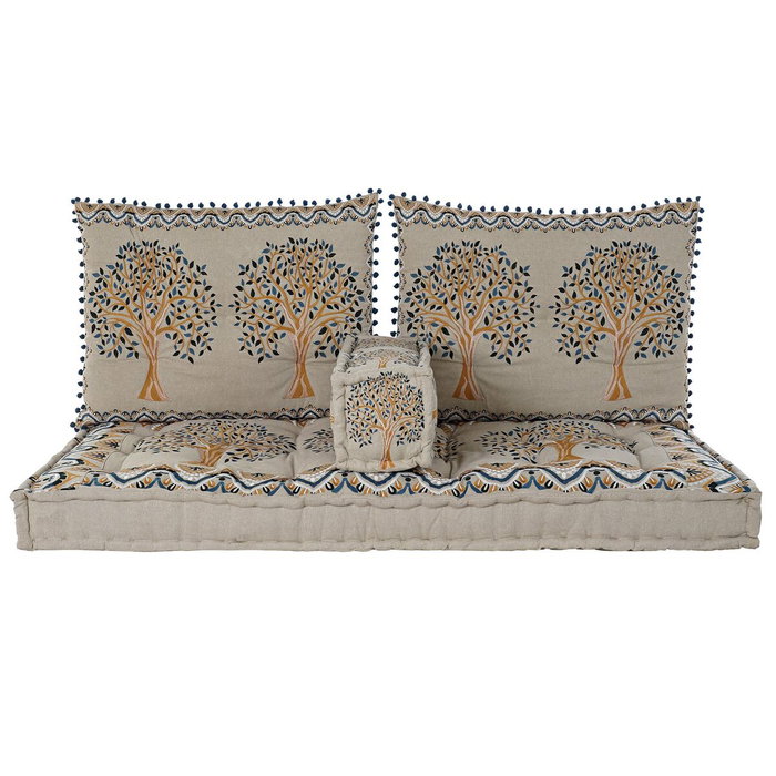 DKD Home Decor Set de 4 Sillones de Algodón Árbol Desgastado