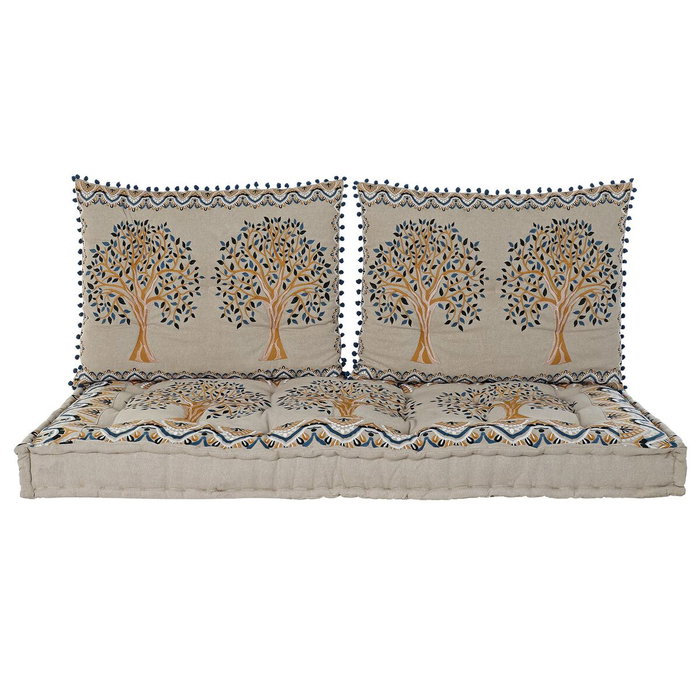 DKD Home Decor Set de 4 Sillones de Algodón Árbol Desgastado