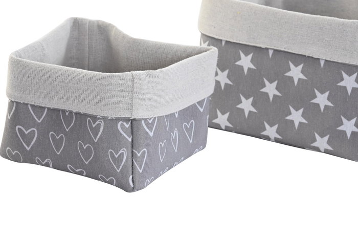 DKD Home Decor Set de 3 Cestas de Algodón y EVA 23x23x16 cm