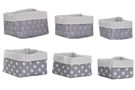 DKD Home Decor Set de 3 Cestas de Algodón y EVA 23x23x16 cm