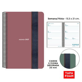 SENFORT Agenda Anual 2027 Seoul Espiral Tapa PP Foam con Goma 135x210 Siena