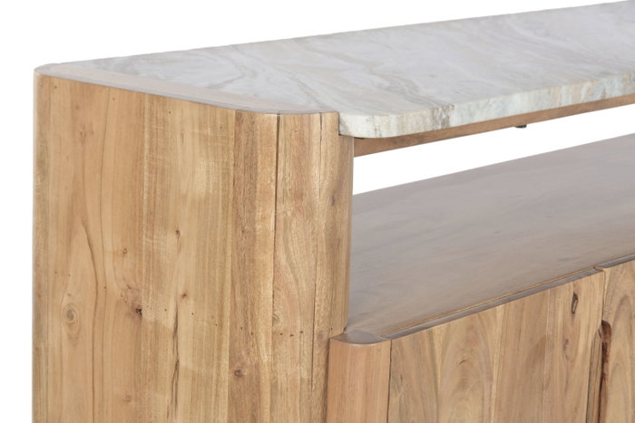 DKD Home Decor Buffet de Acacia y Mármol Natural 160x40x80