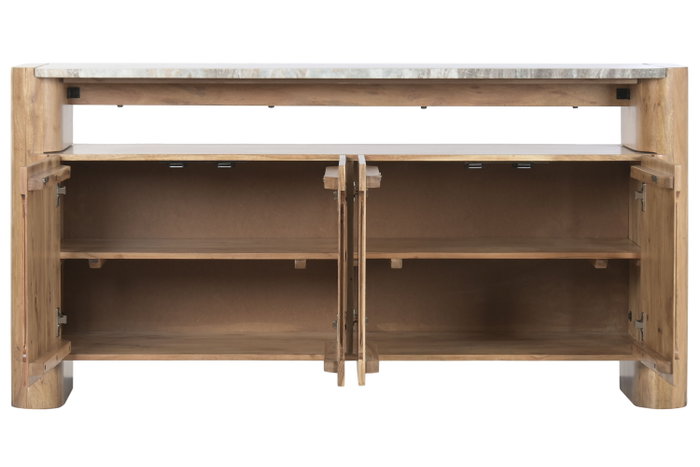 DKD Home Decor Buffet de Acacia y Mármol Natural 160x40x80