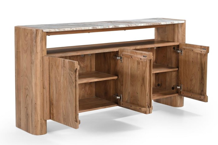 DKD Home Decor Buffet de Acacia y Mármol Natural 160x40x80