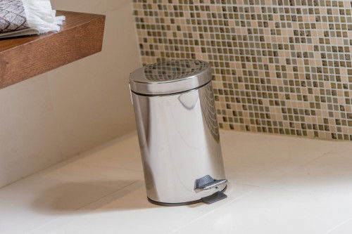 Pull Import DP412 Papelera de Acero Inox. con Pedal 12L Cilindro Tapa Incluida