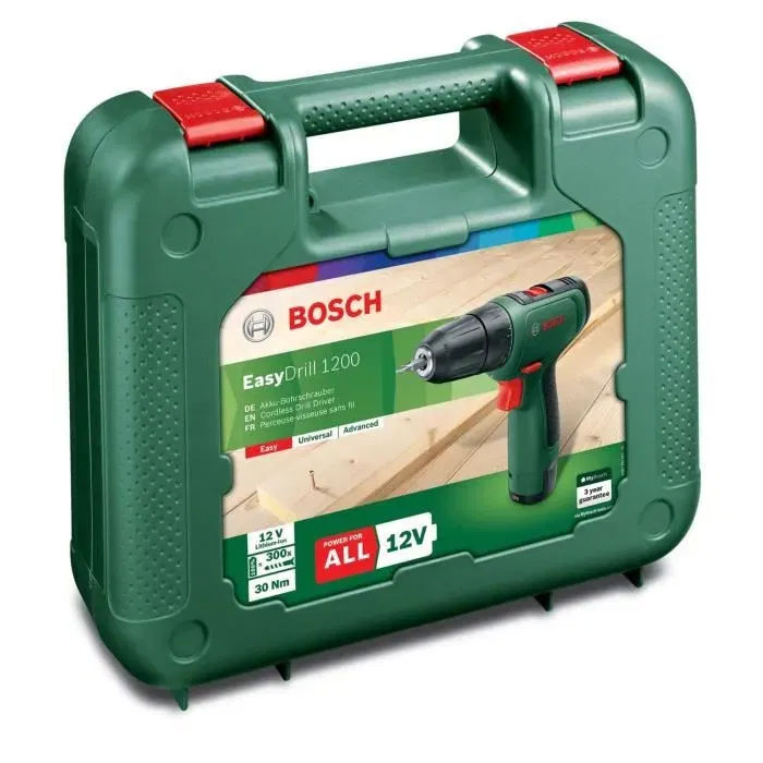 Bosch EasyDrill 1200 Taladro Inalámbrico, 1 Batería 1.5 Ah, 20 Posiciones de Par, LED Integrado