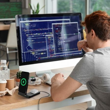 Muvit MCWIR0011 Cargador Inalámbrico 20W con 1xUSB Tipo-C y 1xUSB