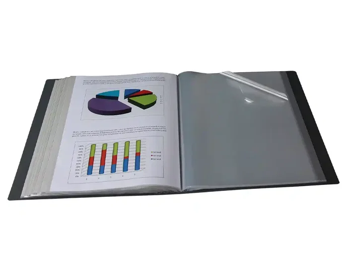 Liderpapel Carpeta con 30 fundas canguro DIN A4 negro opaco