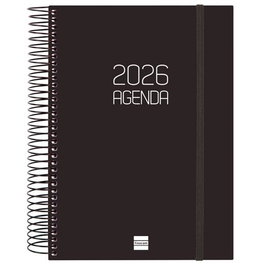 Finocam Agenda Espiral E10-155x212 mm 1Dp Tapa Pp Negro 2026 Agenda Diaria