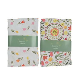 Decoris Mantel Poliéster Algodón Flores 140x250 cm 6 Unidades