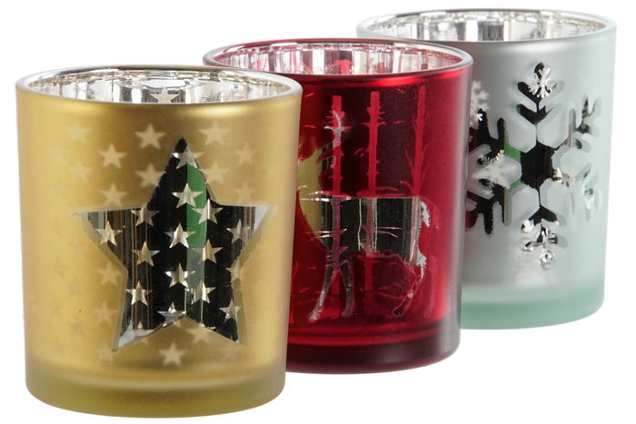 DKD Home Decor Portavelas de Cristal Estrella Surtido DKD Home Decor Portavelas de Cristal Estrella Surtido