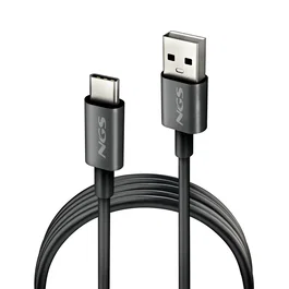 NGS Cable USB 2.0 Carga y Datos USB-A a USB-C Macho, Hasta 480 Mbps y 15W, 1 Metro, Negro, Referencia ZYRO-AC