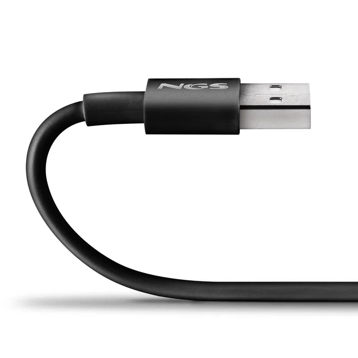 NGS Cable USB 2.0 Carga y Datos USB-A a USB-C Macho, Hasta 480 Mbps y 15W, 1 Metro, Negro, Referencia ZYRO-AC