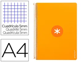 Antartik Cuaderno espiral A4 micro tapa dura 80 hojas 100gr cuadro 5mm color mostaza