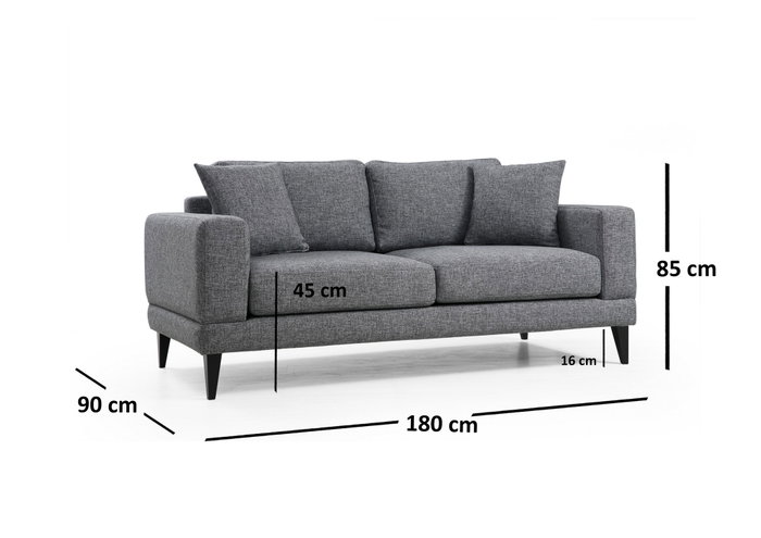 Atelier Del Sofa Sofá Nórdico 2 Plazas Gris Oscuro 180x90x85 cm Atelier Del Sofa Sofá Nórdico 2 Plazas Gris Oscuro 180x90x85 cm