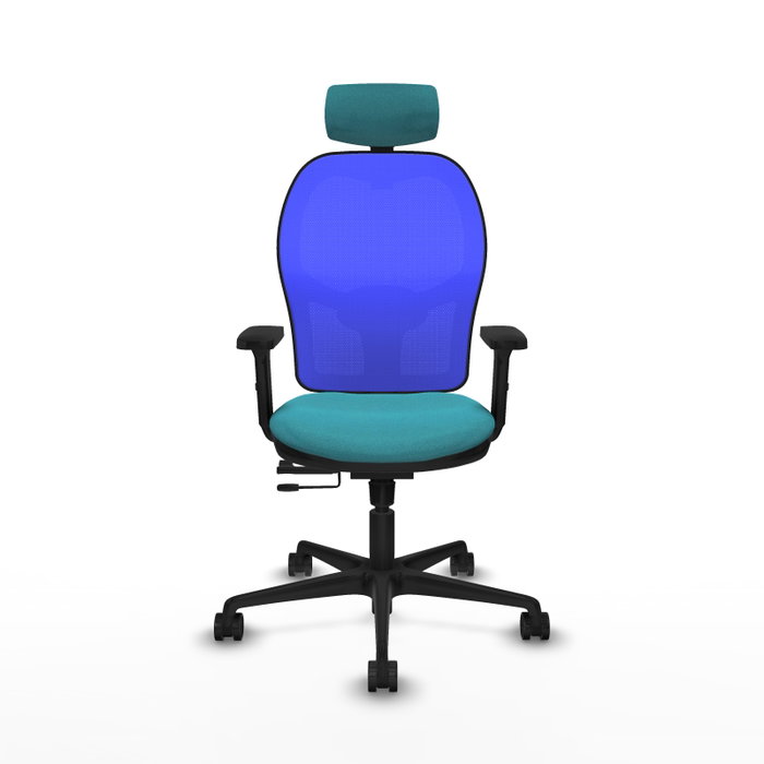 PIQUERAS Y CRESPO Silla de oficina Jorquera con mecanismo Sincro/Traslack, Tela Turquesa y Malla Azul