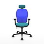 PIQUERAS Y CRESPO Silla de oficina Jorquera con mecanismo Sincro/Traslack, Tela Turquesa y Malla Azul