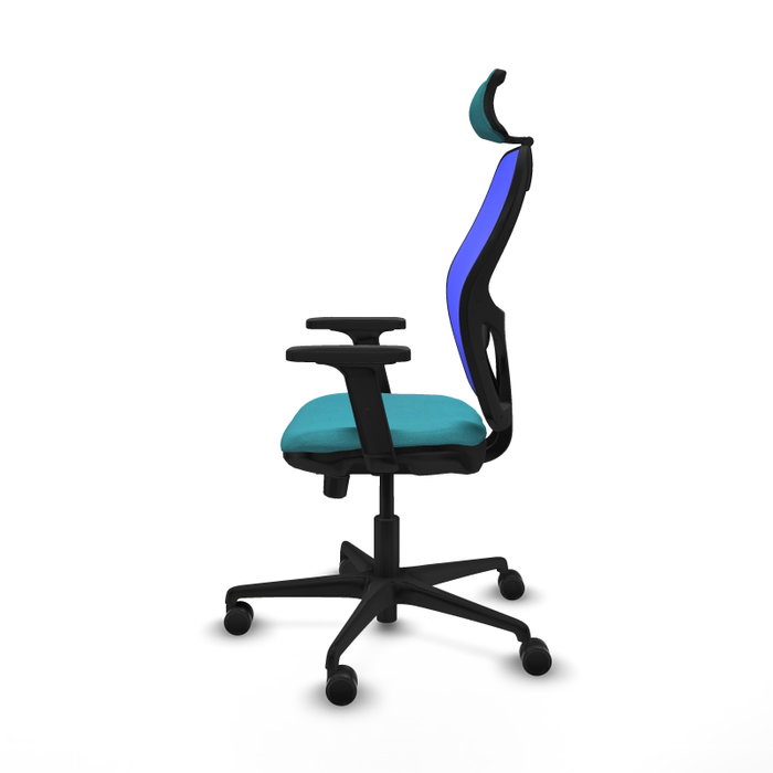 PIQUERAS Y CRESPO Silla de oficina Jorquera con mecanismo Sincro/Traslack, Tela Turquesa y Malla Azul