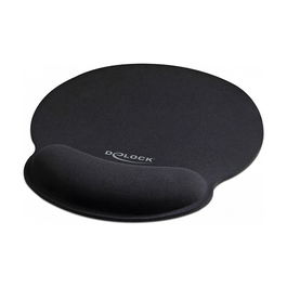DELOCK Mousepad con soporte para la muñeca, forma redonda, color negro