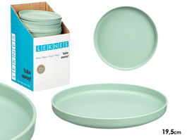 Leknes Plato Llano 19.5 cm Diámetro Verde Plástico PP Apto Lavavajillas (Set de 24)