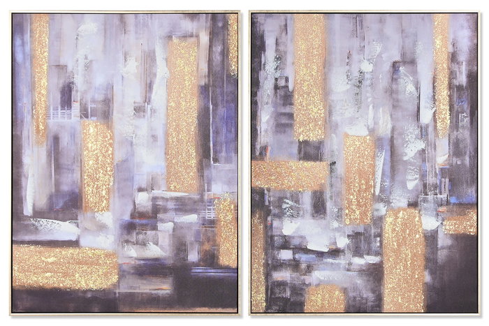 DKD Home Decor Cuadro Moderno Negro Dorado Abstracto Lienzo y Ps 62 x 82 x 4.5 cm (2 Unidades) Hecho a Mano DKD Home Decor Cuadro Moderno Negro Dorado Abstracto Lienzo y Ps 62 x 82 x 4.5 cm (2 Unidades) Hecho a Mano