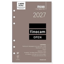 Finocam Recambio Anual Agenda de Anillas Open R598 2027 117x181mm