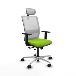 PIQUERAS Y CRESPO Silla de oficina Haches con mecanismo Sincro/Traslack Pistacho y Blanco