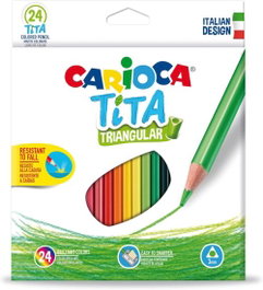 Carioca Estuche de 24 Lápices de Colores Triangulares Tita