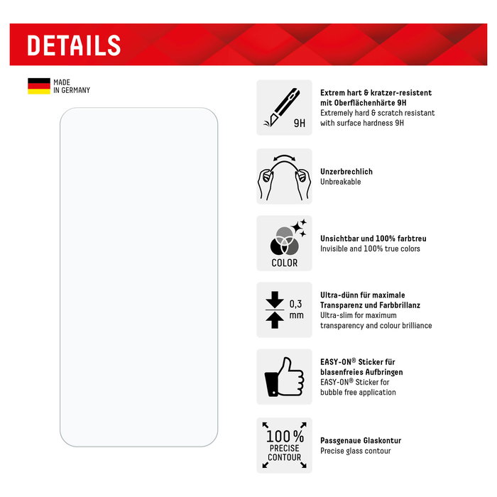 DISPLEX Smart Glass 9H Protector de Pantalla para Samsung Galaxy A35 y A55 5G Transparente