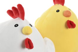 DKD Home Decor Peluche de Pollo Blanco Amarillo Poliéster Spandex 30 x 25 x 25 cm (6 Unidades)