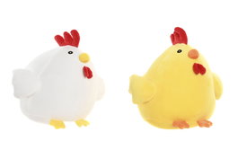 DKD Home Decor Peluche de Pollo Blanco Amarillo Poliéster Spandex 30 x 25 x 25 cm (6 Unidades)