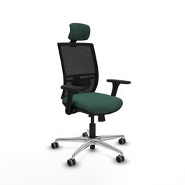PIQUERAS Y CRESPO Silla de oficina Yunquera con mecanismo Sincro/Traslack, Verde botella y Negro