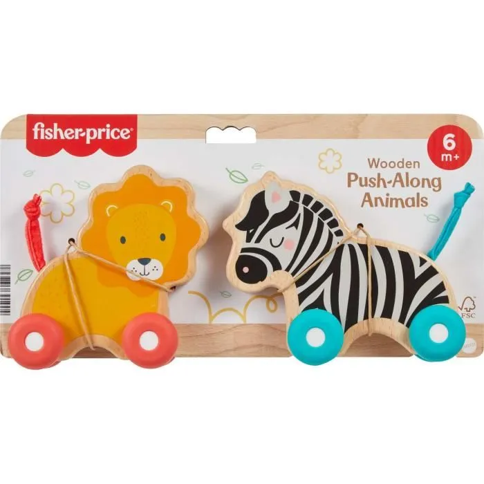 Fisher-Price Animales de madera para empujar con forma de hueso - JFN19