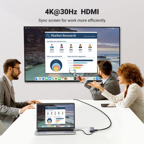 UGREEN Hub USB-C 7 en 1 con 2*USB 3.0, HDMI, RJ45, SD/TF y PD