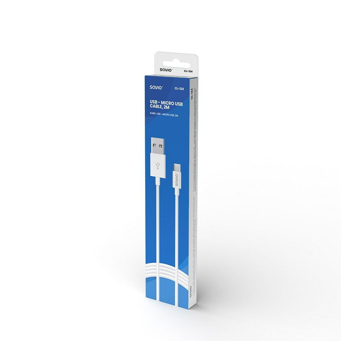 SAVIO Cable USB 2.0 de USB A a Micro USB B, 2m, Blanco SAVIO Cable USB 2.0 de USB A a Micro USB B, 2m, Blanco
