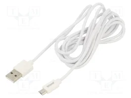 SAVIO Cable USB 2.0 de USB A a Micro USB B, 2m, Blanco