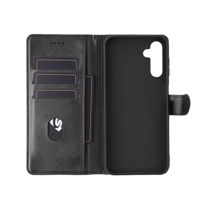 eSTUFF Funda Cartera para Samsung Galaxy A16 4G/5G - Cuero Sintético, Protección Integral, Soporte y Ranura para 3 Tarjetas - Negro