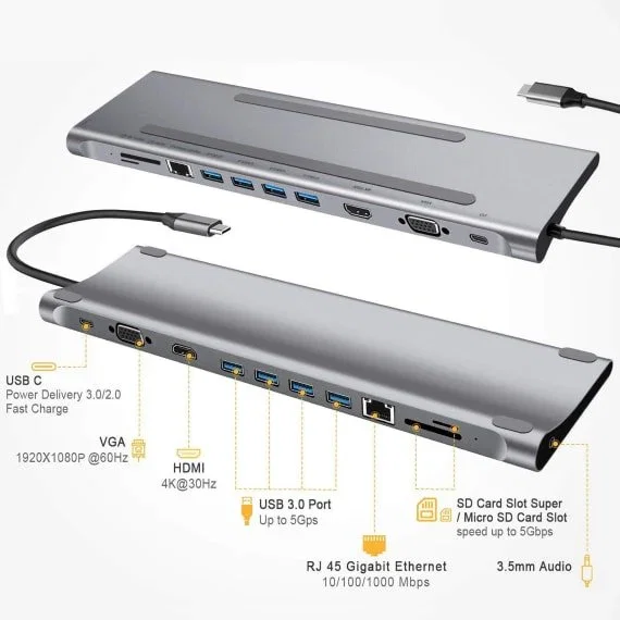 TNB HUB USB-C 11 en 1 DOCKUSBC11 Plata